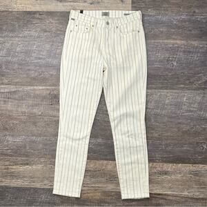 Citizens of humanity cream pinstriped rocket crop high-rise skinny jeans 26 B84